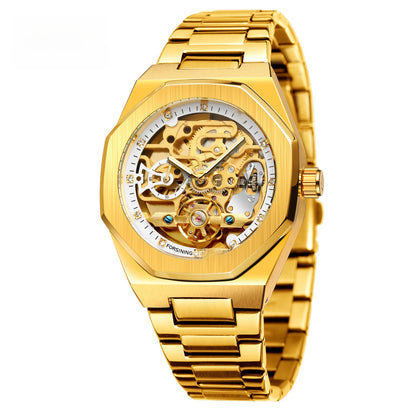 Men's fashionable skeletonized mechanical watch